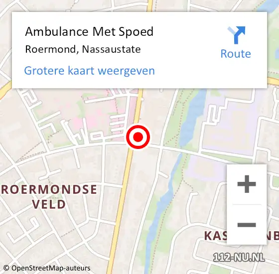 Locatie op kaart van de 112 melding: Ambulance Met Spoed Naar Roermond, Nassaustate op 27 oktober 2023 17:34