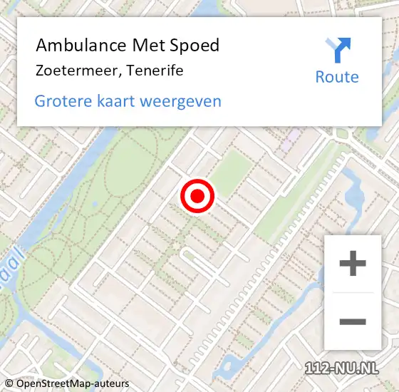 Locatie op kaart van de 112 melding: Ambulance Met Spoed Naar Zoetermeer, Tenerife op 27 oktober 2023 17:41