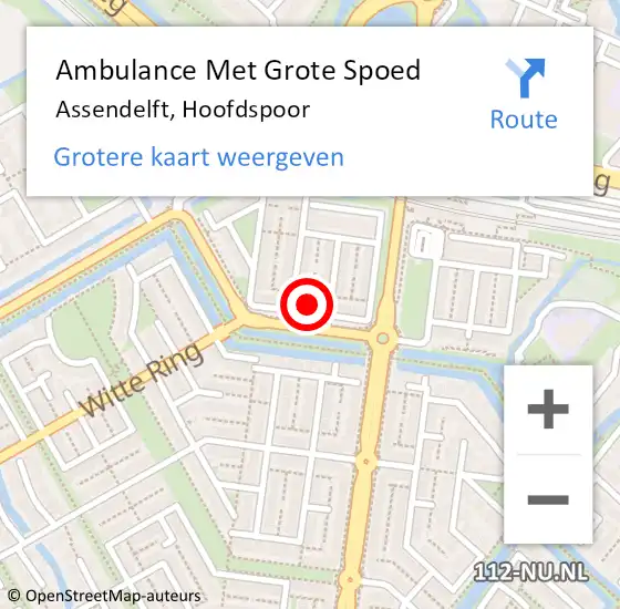 Locatie op kaart van de 112 melding: Ambulance Met Grote Spoed Naar Assendelft, Hoofdspoor op 27 oktober 2023 17:45