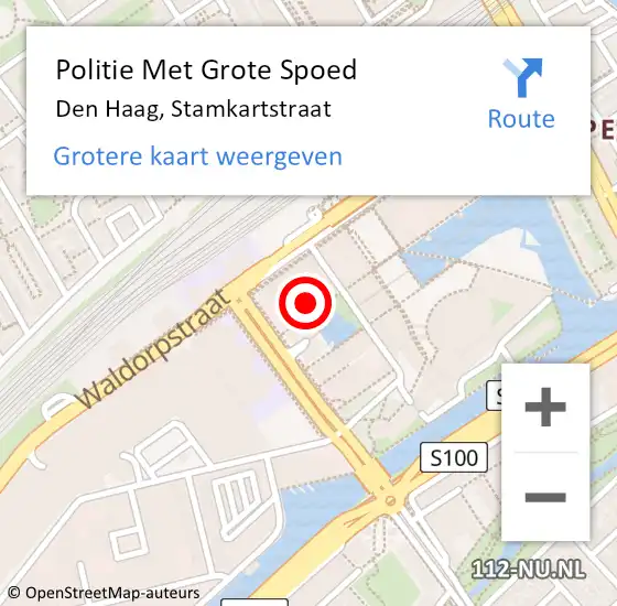 Locatie op kaart van de 112 melding: Politie Met Grote Spoed Naar Den Haag, Stamkartstraat op 27 oktober 2023 17:49