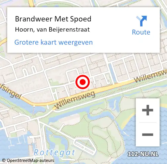 Locatie op kaart van de 112 melding: Brandweer Met Spoed Naar Hoorn, van Beijerenstraat op 27 oktober 2023 17:57