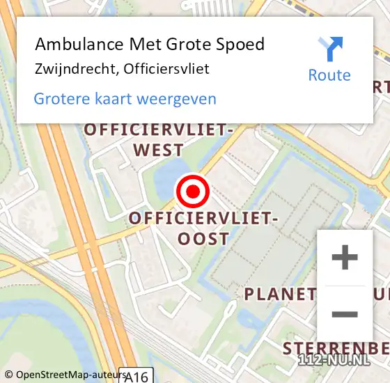 Locatie op kaart van de 112 melding: Ambulance Met Grote Spoed Naar Zwijndrecht, Officiersvliet op 27 oktober 2023 18:31