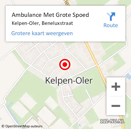 Locatie op kaart van de 112 melding: Ambulance Met Grote Spoed Naar Kelpen-Oler, Beneluxstraat op 27 oktober 2023 18:46