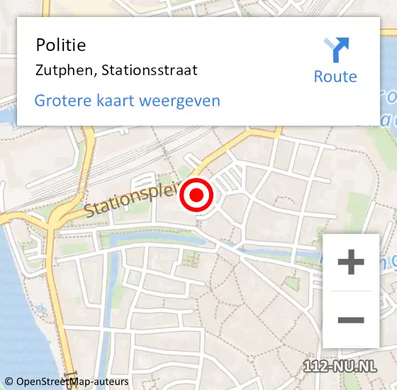 Locatie op kaart van de 112 melding: Politie Zutphen, Stationsstraat op 27 oktober 2023 18:46