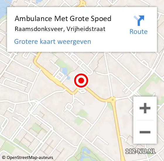 Locatie op kaart van de 112 melding: Ambulance Met Grote Spoed Naar Raamsdonksveer, Vrijheidstraat op 13 september 2014 00:53