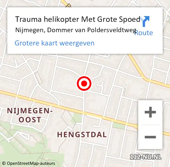 Locatie op kaart van de 112 melding: Trauma helikopter Met Grote Spoed Naar Nijmegen, Dommer van Poldersveldtweg op 27 oktober 2023 18:57