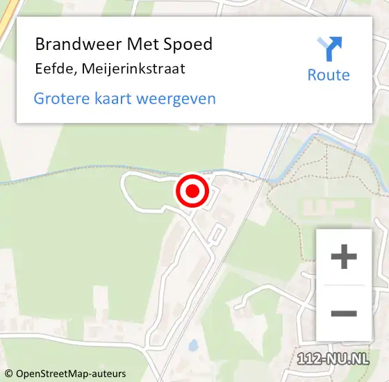 Locatie op kaart van de 112 melding: Brandweer Met Spoed Naar Eefde, Meijerinkstraat op 27 oktober 2023 18:58