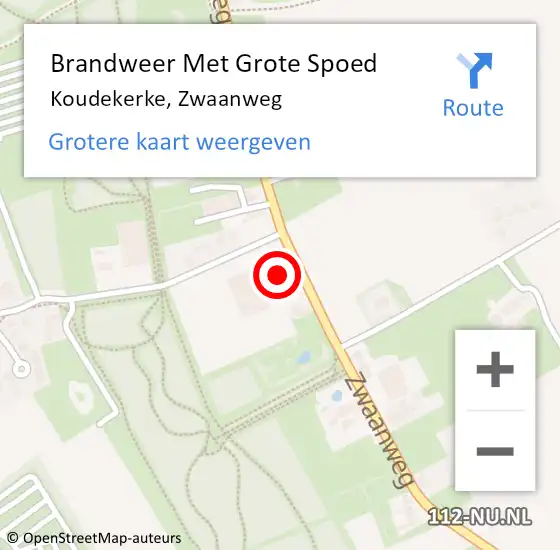 Locatie op kaart van de 112 melding: Brandweer Met Grote Spoed Naar Koudekerke, Zwaanweg op 27 oktober 2023 19:33
