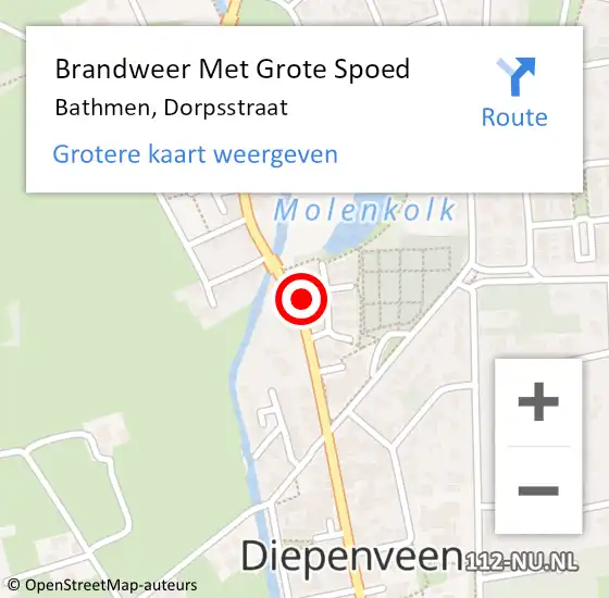 Locatie op kaart van de 112 melding: Brandweer Met Grote Spoed Naar Bathmen, Dorpsstraat op 27 oktober 2023 19:33