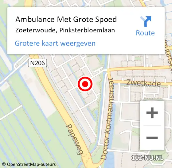 Locatie op kaart van de 112 melding: Ambulance Met Grote Spoed Naar Zoeterwoude, Pinksterbloemlaan op 27 oktober 2023 19:42