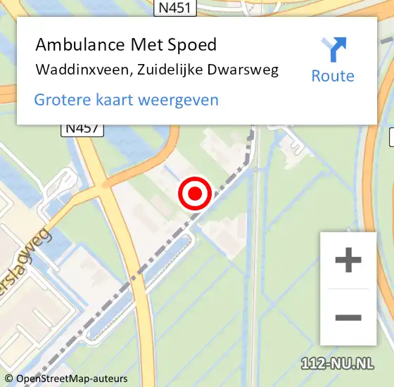 Locatie op kaart van de 112 melding: Ambulance Met Spoed Naar Waddinxveen, Zuidelijke Dwarsweg op 27 oktober 2023 19:45