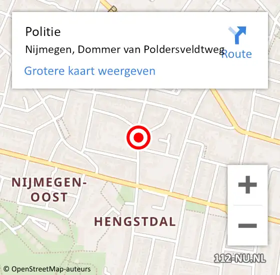 Locatie op kaart van de 112 melding: Politie Nijmegen, Dommer van Poldersveldtweg op 27 oktober 2023 19:45