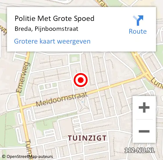 Locatie op kaart van de 112 melding: Politie Met Grote Spoed Naar Breda, Pijnboomstraat op 27 oktober 2023 19:45