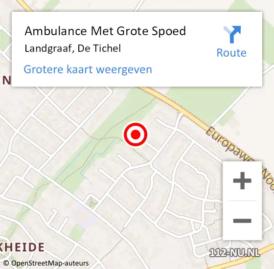 Locatie op kaart van de 112 melding: Ambulance Met Grote Spoed Naar Landgraaf, De Tichel op 13 september 2014 01:06