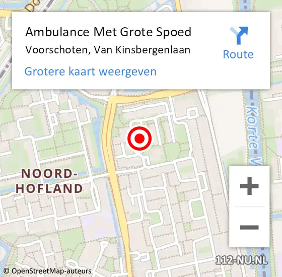 Locatie op kaart van de 112 melding: Ambulance Met Grote Spoed Naar Voorschoten, Van Kinsbergenlaan op 27 oktober 2023 20:19