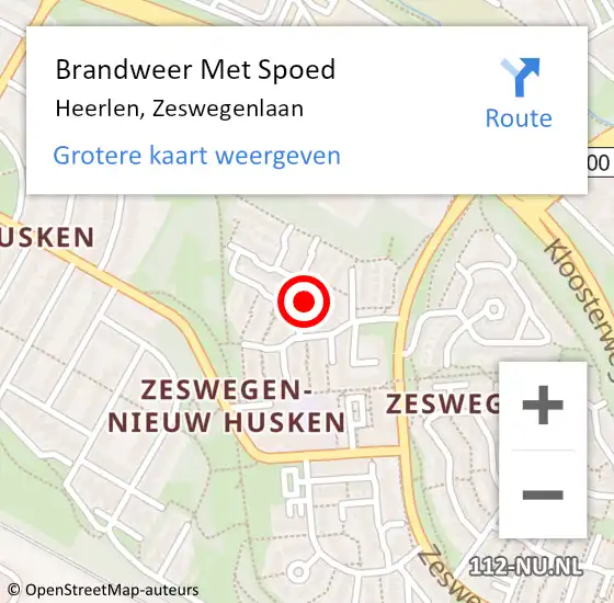 Locatie op kaart van de 112 melding: Brandweer Met Spoed Naar Heerlen, Zeswegenlaan op 27 oktober 2023 20:39