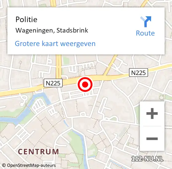 Locatie op kaart van de 112 melding: Politie Wageningen, Stadsbrink op 27 oktober 2023 21:13