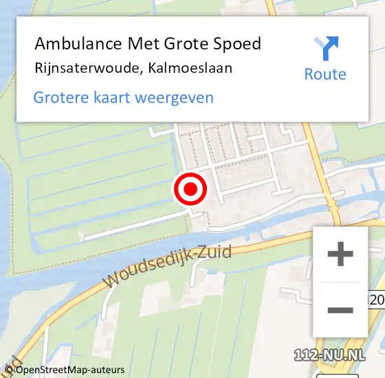 Locatie op kaart van de 112 melding: Ambulance Met Grote Spoed Naar Rijnsaterwoude, Kalmoeslaan op 27 oktober 2023 21:34