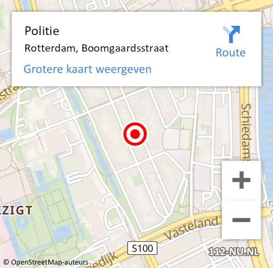Locatie op kaart van de 112 melding: Politie Rotterdam, Boomgaardsstraat op 27 oktober 2023 21:38