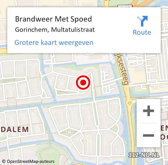 Locatie op kaart van de 112 melding: Brandweer Met Spoed Naar Gorinchem, Multatulistraat op 27 oktober 2023 21:57
