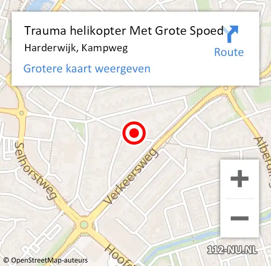 Locatie op kaart van de 112 melding: Trauma helikopter Met Grote Spoed Naar Harderwijk, Kampweg op 27 oktober 2023 22:12