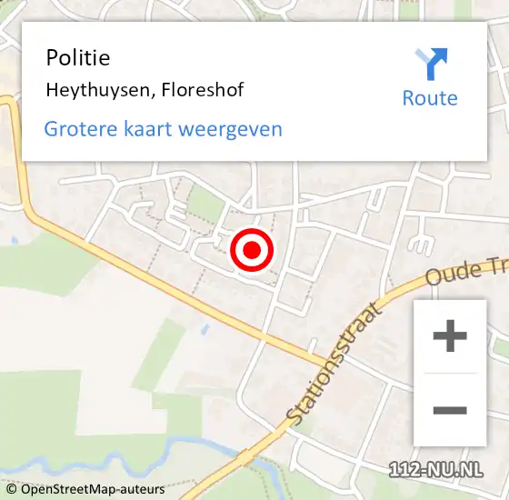 Locatie op kaart van de 112 melding: Politie Heythuysen, Floreshof op 27 oktober 2023 22:14