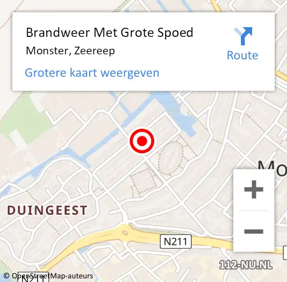 Locatie op kaart van de 112 melding: Brandweer Met Grote Spoed Naar Monster, Zeereep op 27 oktober 2023 22:28