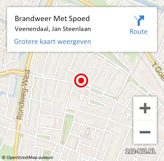 Locatie op kaart van de 112 melding: Brandweer Met Spoed Naar Veenendaal, Jan Steenlaan op 27 oktober 2023 22:28