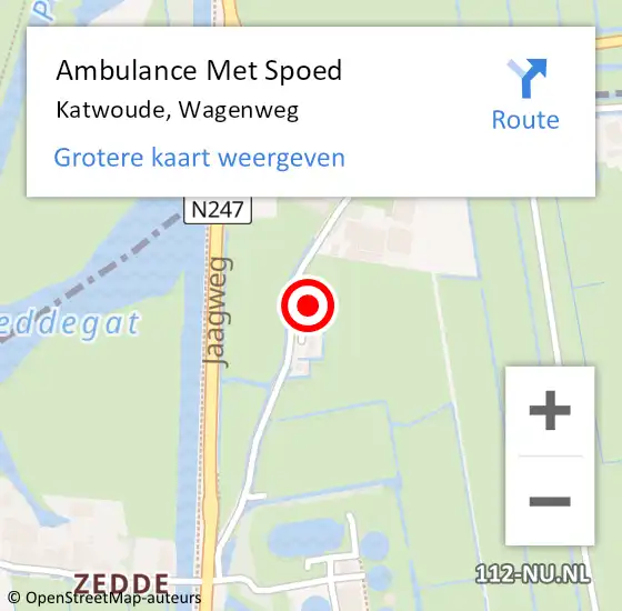 Locatie op kaart van de 112 melding: Ambulance Met Spoed Naar Katwoude, Wagenweg op 27 oktober 2023 22:34