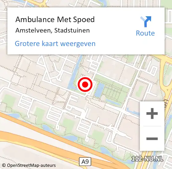 Locatie op kaart van de 112 melding: Ambulance Met Spoed Naar Amstelveen, Stadstuinen op 27 oktober 2023 22:51