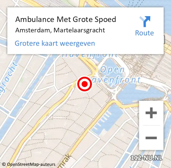 Locatie op kaart van de 112 melding: Ambulance Met Grote Spoed Naar Amsterdam, Martelaarsgracht op 27 oktober 2023 23:27