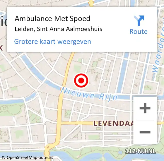 Locatie op kaart van de 112 melding: Ambulance Met Spoed Naar Leiden, Sint Anna Aalmoeshuis op 27 oktober 2023 23:32