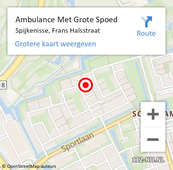Locatie op kaart van de 112 melding: Ambulance Met Grote Spoed Naar Spijkenisse, Frans Halsstraat op 28 oktober 2023 00:19