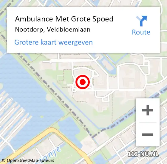 Locatie op kaart van de 112 melding: Ambulance Met Grote Spoed Naar Nootdorp, Veldbloemlaan op 28 oktober 2023 00:54