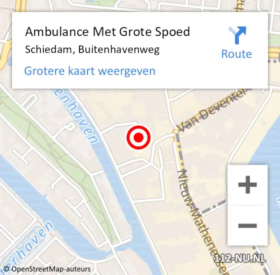Locatie op kaart van de 112 melding: Ambulance Met Grote Spoed Naar Schiedam, Buitenhavenweg op 28 oktober 2023 01:06