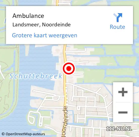 Locatie op kaart van de 112 melding: Ambulance Landsmeer, Noordeinde op 28 oktober 2023 01:14