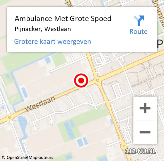 Locatie op kaart van de 112 melding: Ambulance Met Grote Spoed Naar Pijnacker, Westlaan op 28 oktober 2023 01:17