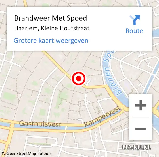 Locatie op kaart van de 112 melding: Brandweer Met Spoed Naar Haarlem, Kleine Houtstraat op 28 oktober 2023 01:21