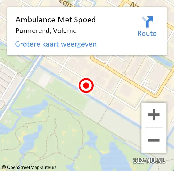 Locatie op kaart van de 112 melding: Ambulance Met Spoed Naar Purmerend, Volume op 28 oktober 2023 01:39