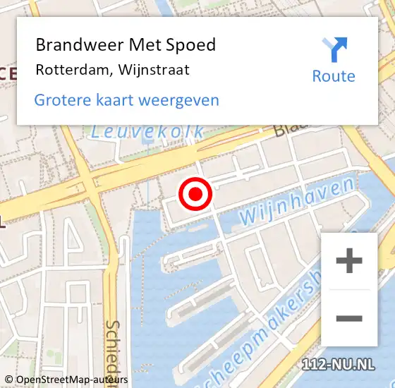 Locatie op kaart van de 112 melding: Brandweer Met Spoed Naar Rotterdam, Wijnstraat op 28 oktober 2023 01:41
