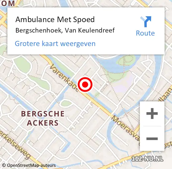 Locatie op kaart van de 112 melding: Ambulance Met Spoed Naar Bergschenhoek, Van Keulendreef op 28 oktober 2023 01:59