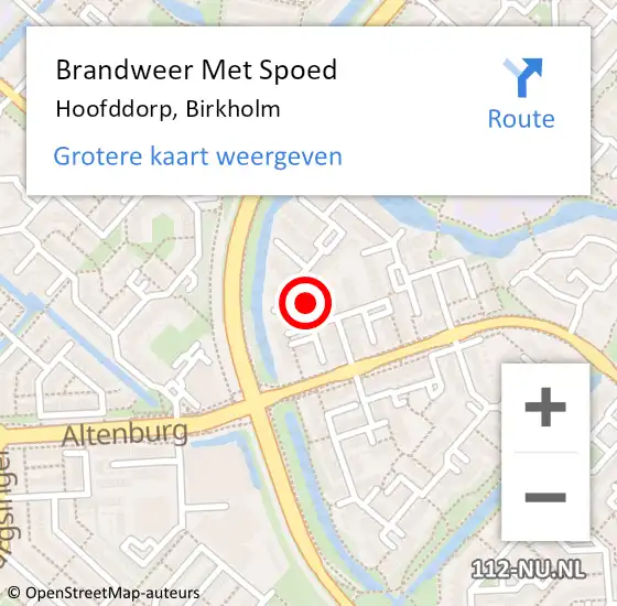 Locatie op kaart van de 112 melding: Brandweer Met Spoed Naar Hoofddorp, Birkholm op 28 oktober 2023 02:12