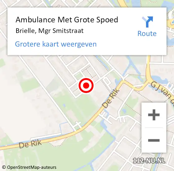 Locatie op kaart van de 112 melding: Ambulance Met Grote Spoed Naar Brielle, Mgr Smitstraat op 28 oktober 2023 02:16