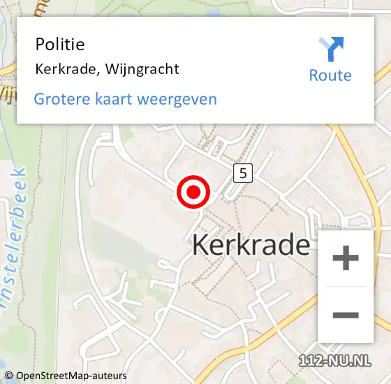 Locatie op kaart van de 112 melding: Politie Kerkrade, Wijngracht op 28 oktober 2023 03:12