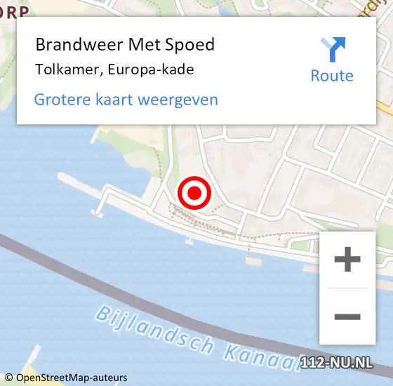 Locatie op kaart van de 112 melding: Brandweer Met Spoed Naar Tolkamer, Europa-kade op 28 oktober 2023 03:28