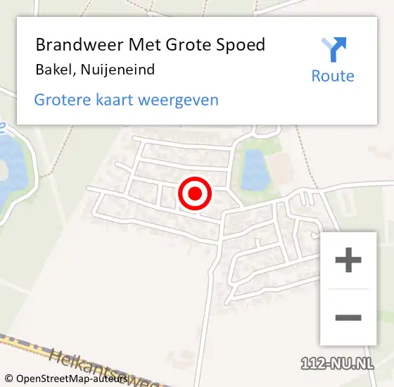 Locatie op kaart van de 112 melding: Brandweer Met Grote Spoed Naar Bakel, Nuijeneind op 28 oktober 2023 03:30