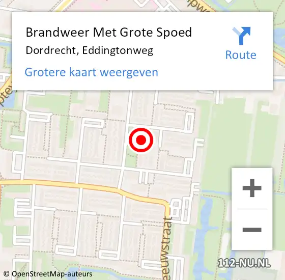 Locatie op kaart van de 112 melding: Brandweer Met Grote Spoed Naar Dordrecht, Eddingtonweg op 28 oktober 2023 04:02