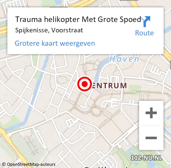 Locatie op kaart van de 112 melding: Trauma helikopter Met Grote Spoed Naar Spijkenisse, Voorstraat op 28 oktober 2023 04:05