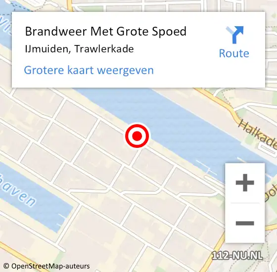 Locatie op kaart van de 112 melding: Brandweer Met Grote Spoed Naar IJmuiden, Trawlerkade op 28 oktober 2023 05:12