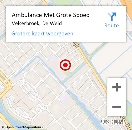 Locatie op kaart van de 112 melding: Ambulance Met Grote Spoed Naar Velserbroek, De Weid op 28 oktober 2023 05:13